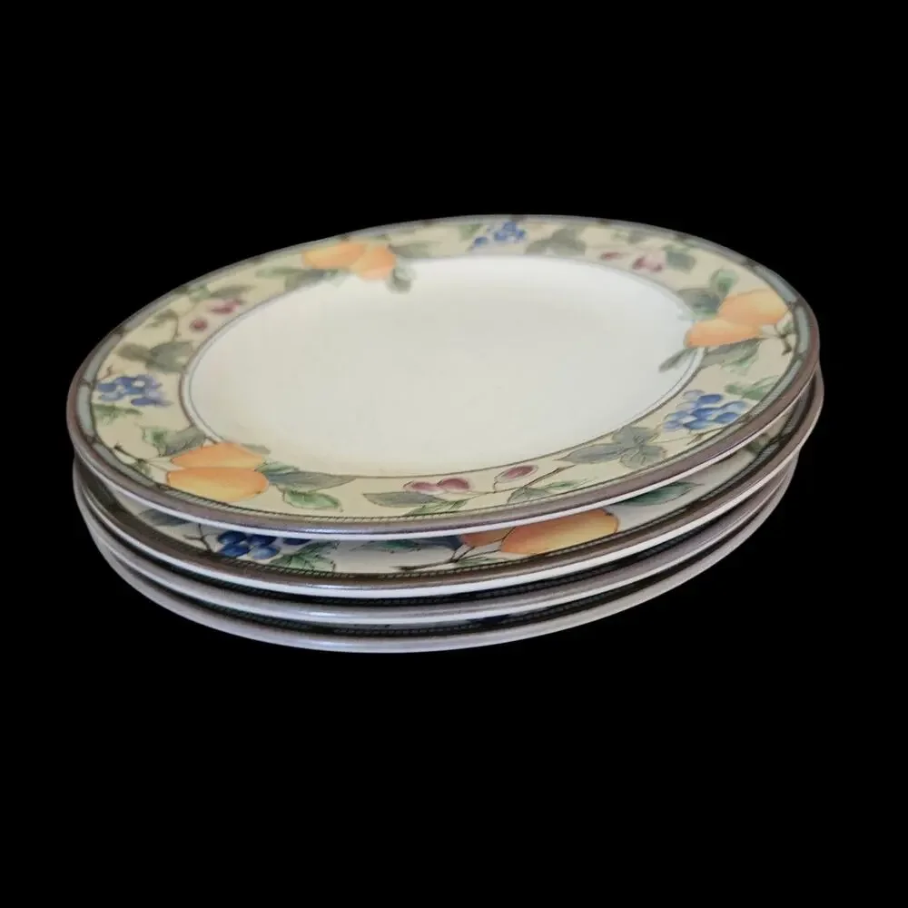 Mikasa Intaglio Garden Harvest CAC29 Salad Plates Set of 4 Fruit Border
